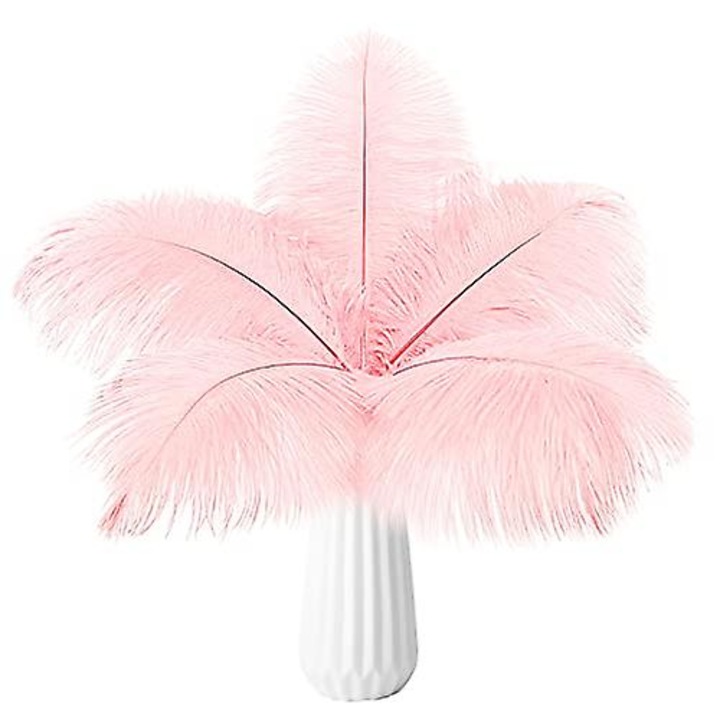 Комплект от 20 светлорозови щраусови пера 13-15 инча за сватби, партита, декорация на дома