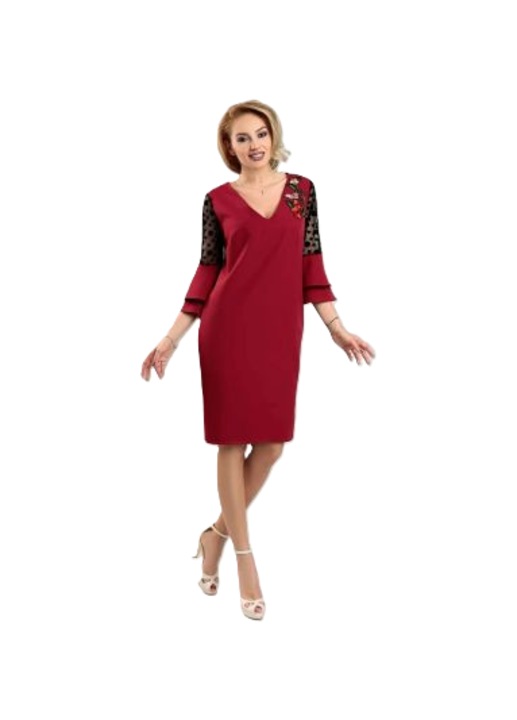 Rochie Simona, textil, Grena - 99754, Visiniu
