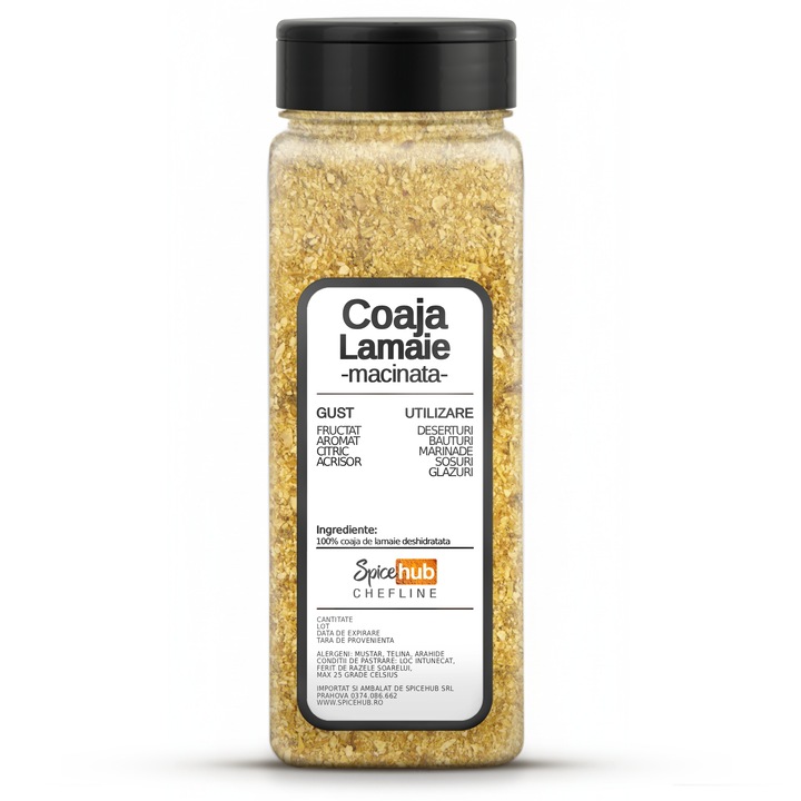 Coaja de lamaie deshidratata macinata, Lemon zest natural pentru deserturi si infuzii, 400g