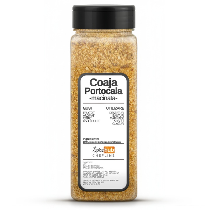 Coaja de portocala deshidratata macinata, Orange zest natural pentru deserturi si infuzii, 300g