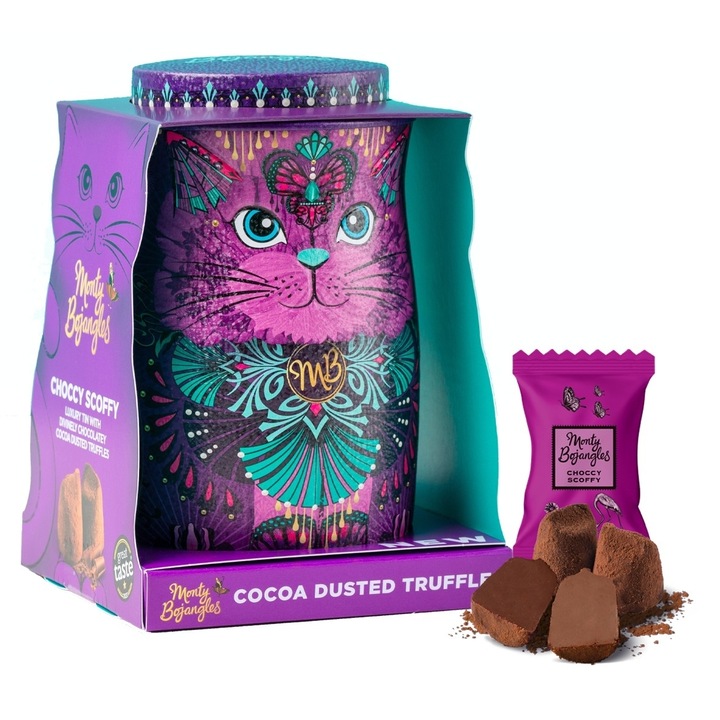 Trufe de ciocolata Monty Bojangles - Cutie metalica Violet Rebel Cat 135g