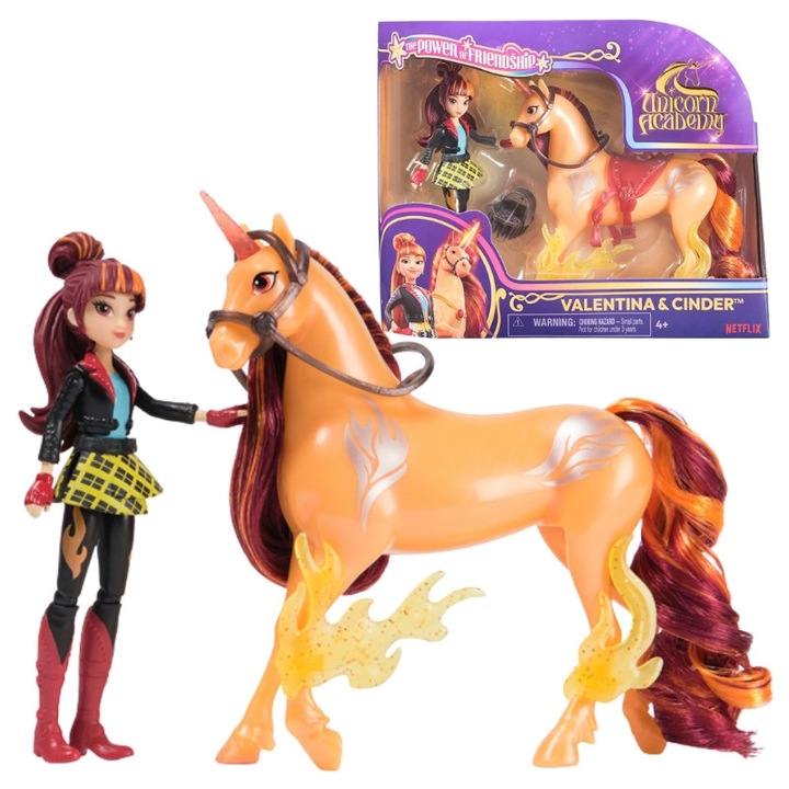 Valentina és Cinder figura szett + kiegészítők, Egyszarvú Akadémia, 11x13cm, Többszínű