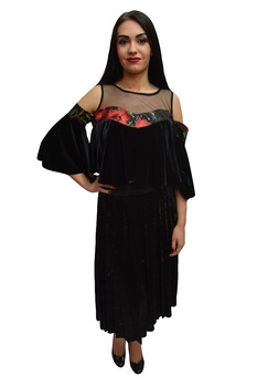 Bluza tinereasca, moderna cu talie scurta, din catifea,D&J Exclusive, Negru Bluza tinereasca, moderna cu talie scurta, din catifea,D&J Exclusive, Negru