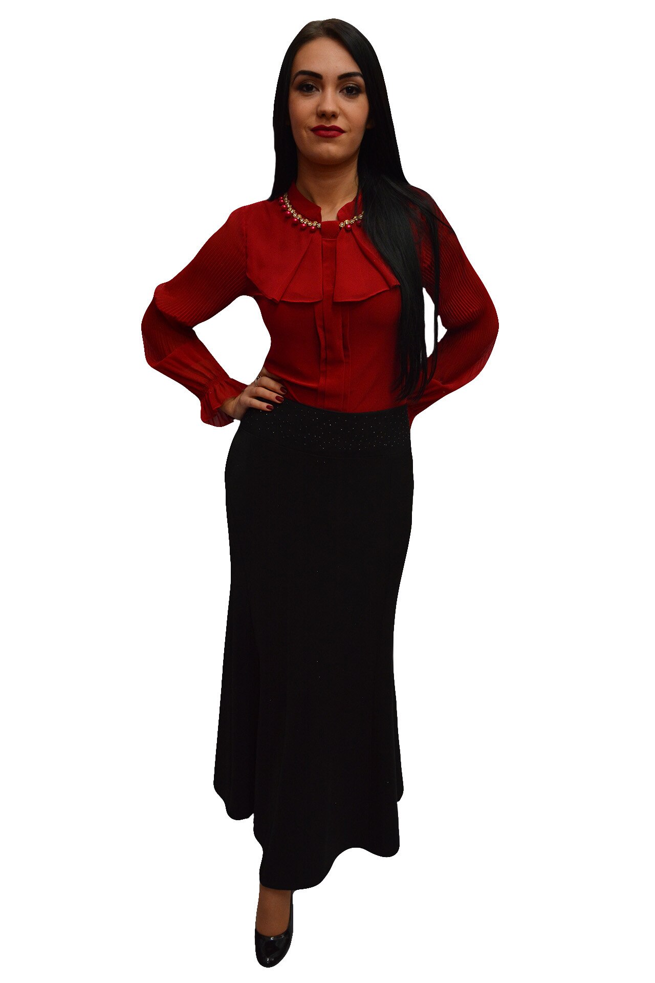 Fusta rafinata pentru ocazii cu dantela si strasuri,masura mare,D&J Exclusive,, Negru