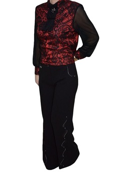 Pantaloni cu insertii de strasuri argintii, D&J Exclusive, Negru Pantaloni cu insertii de strasuri argintii, D&J Exclusive, Negru