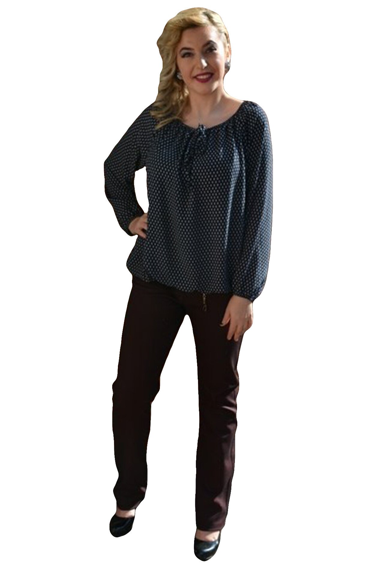 Pantaloni moderni cu model tineresc, masura mare,D&J Exclusive, Marsala