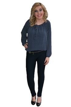 Pantaloni comozi cu croi tineresc, model lung,D&J Exclusive, Albastru marin Pantaloni comozi cu croi tineresc, model lung,D&J Exclusive, Albastru marin