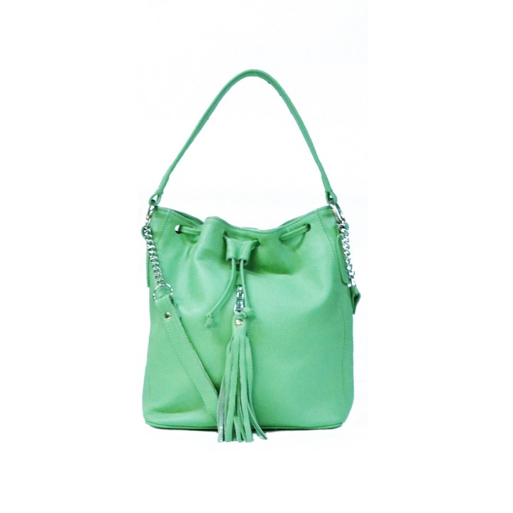 Zea női táska, natúr bőr, zöld