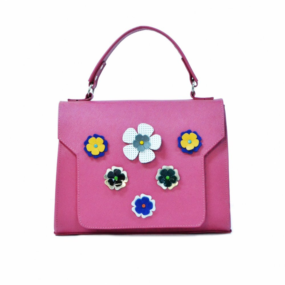 Geanta dama,Zea,piele naturala,casual fuxia floral