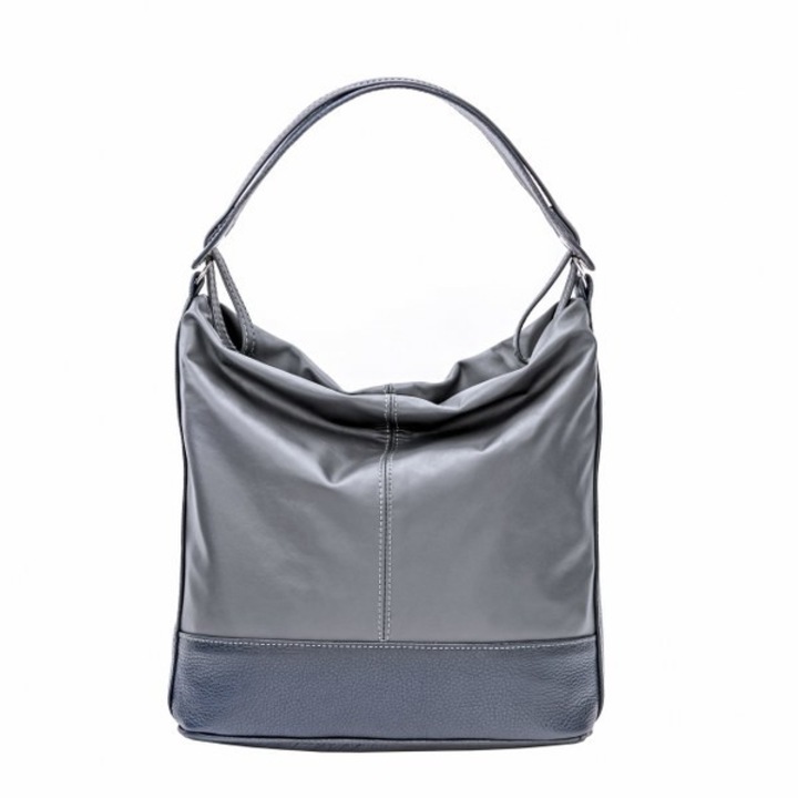 Zea női táska, valódi bőr, kék/szürke