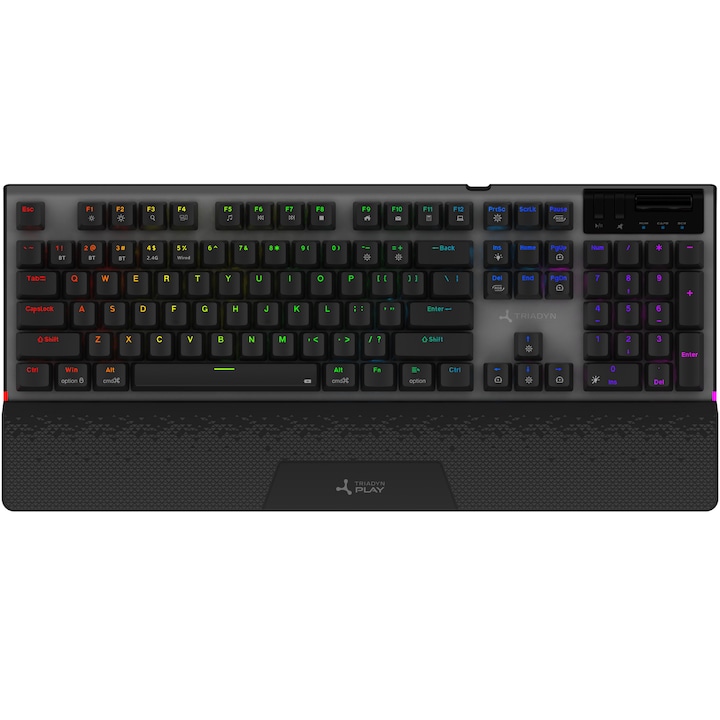 Tastatură mecanică gaming Triadyn HYPERION, OUTEMU MX, aluminiu, iluminare RGB, negru, set complet