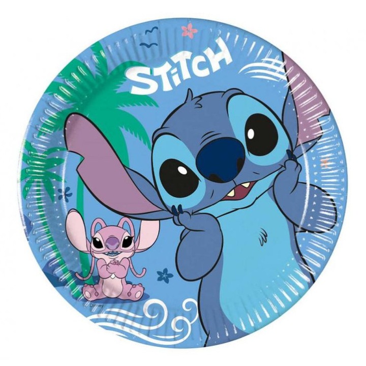 Stitch és Angel papírtányér szett, 8 db, 20 cm