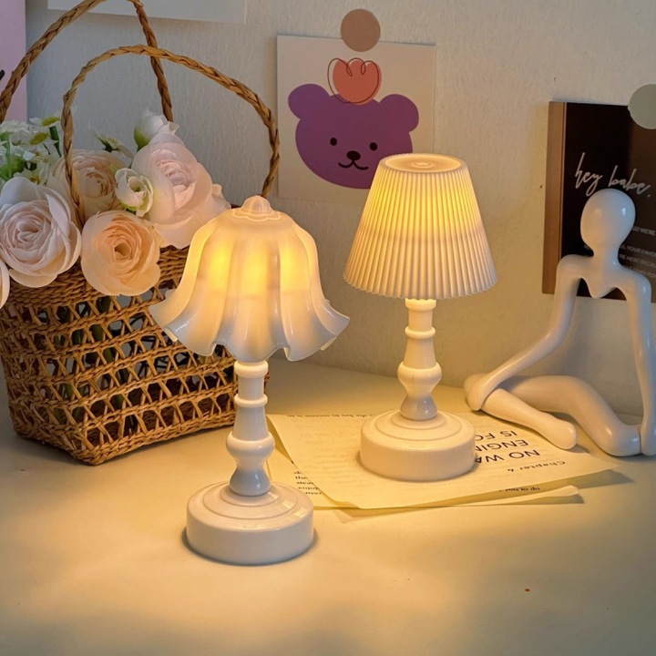 Set 2 veioze retro, design minimalist frantuzesc, lumina de noapte, multicolor, 30x45cm