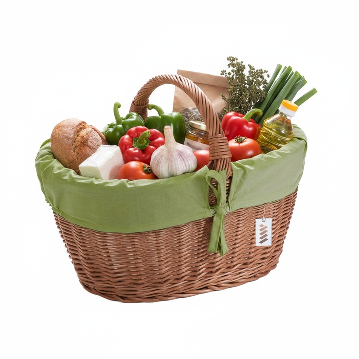 Cos de rachita, Wiklinowy Świat, universal, pentru cumparaturi, pentru gradinarit, pentru fructe, pentru ciuperci, naturala, rachita, durabil, maner ergonomic