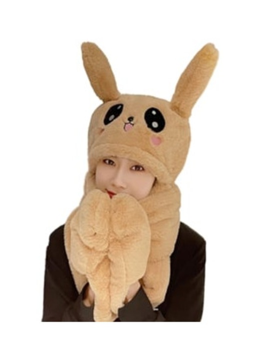 Téli sapka plüss sállal, nőknek