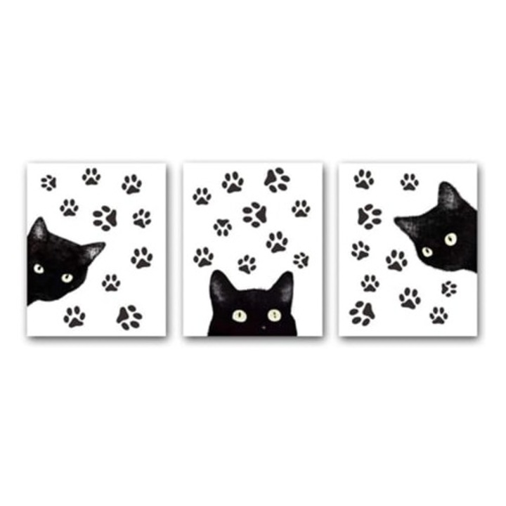Картини, Постери със Забавни Котки, Бохо Картини, Принтове върху Платно, Многоцветни, Комплект