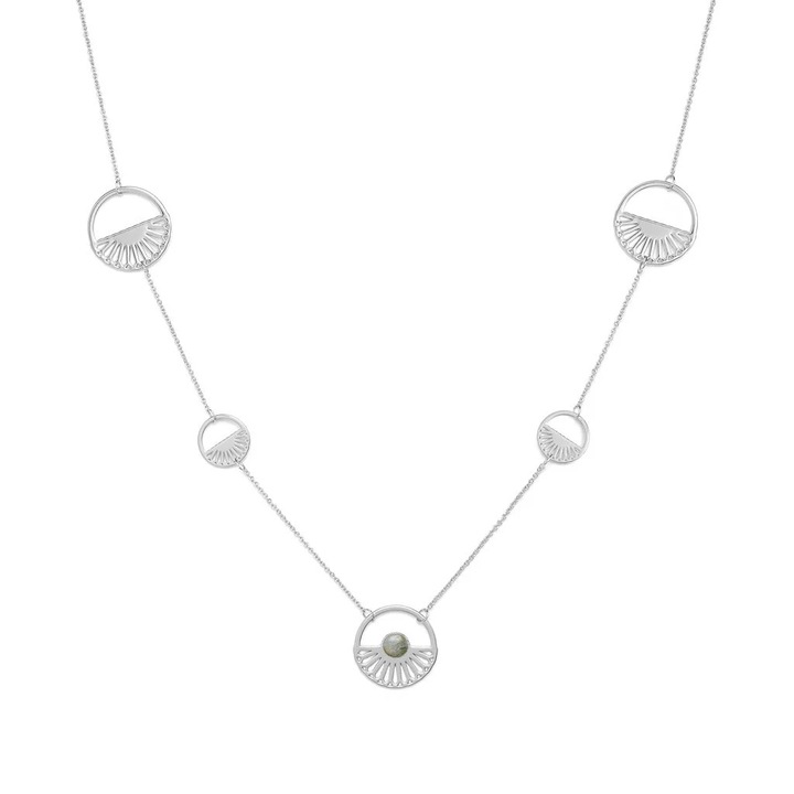 Colier L’Atelier Emma&Chloé Melodie, Argintiu, Cornalina