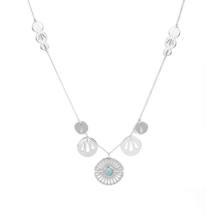 Colier L’Atelier Emma&Chloé Maddie, Argintiu, Labradorit