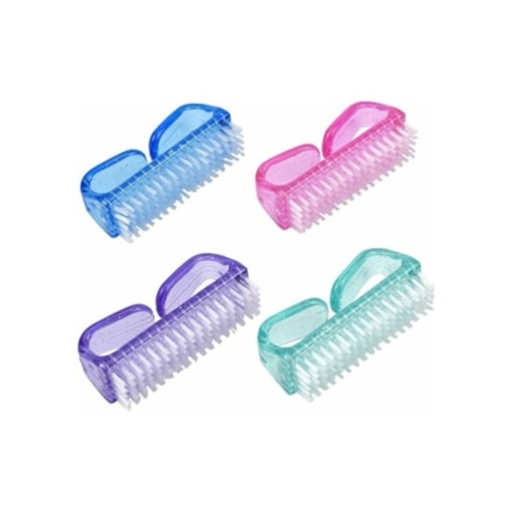 Set 4 Perii din Plastic pentru Unghii, cu Maner