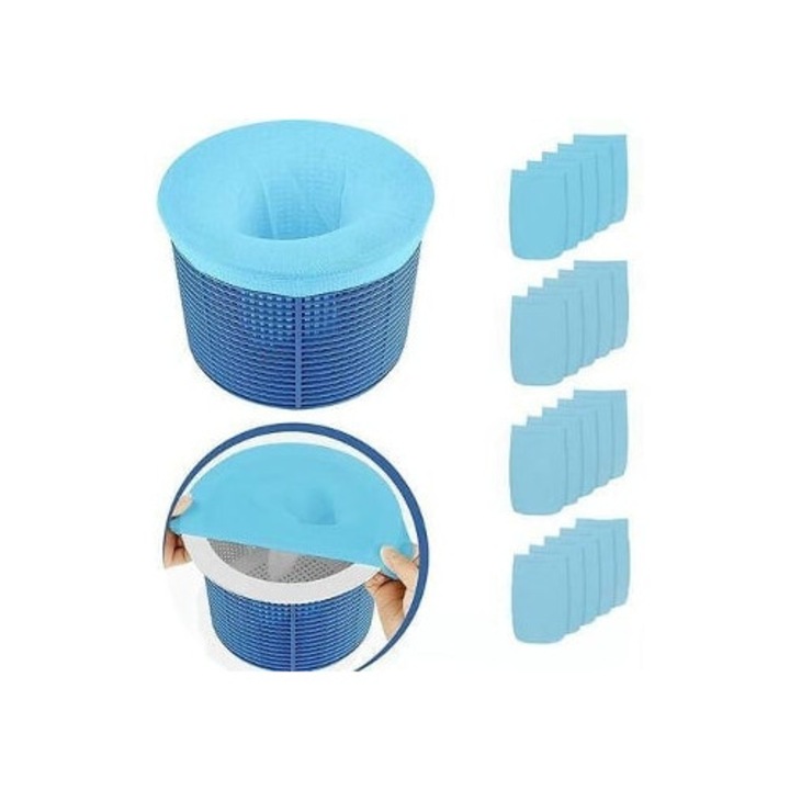 Set 20 mansoane reutilizabile pentru skimmer piscina, Albastru