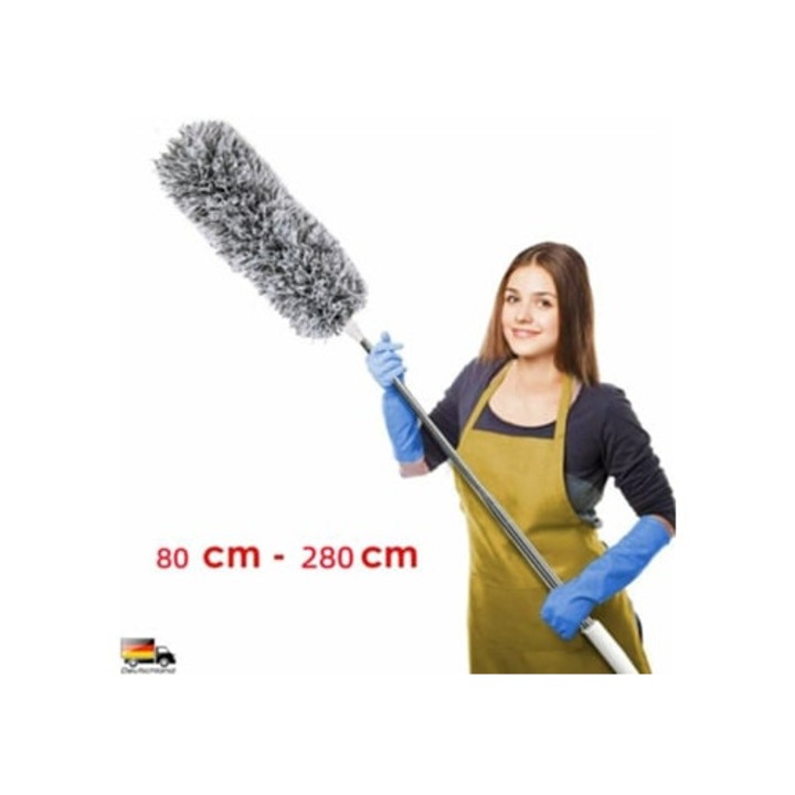 Pamatuf telescopic, gri, pentru praf, extensibil 80x280cm, maner lung ajustabil