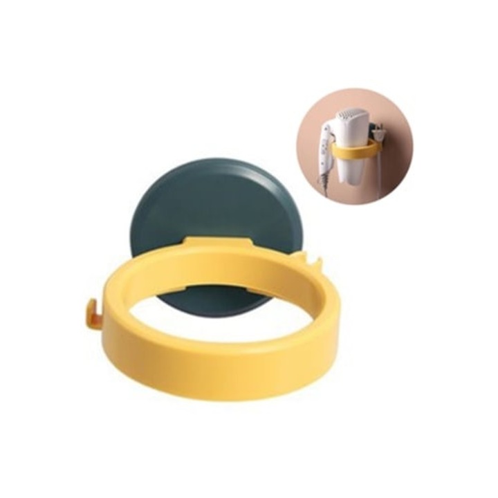 Suport pentru uscator de par montat pe perete, organizator de baie din plastic impermeabil, adeziv puternic