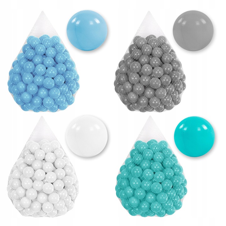 Set 200 de Bile 7CM pentru Joaca si Piscina Uscata pentru Copii, Material plastic LDPE Sigur, 7 cm, Tuppi, Numar set T55, Multicolor