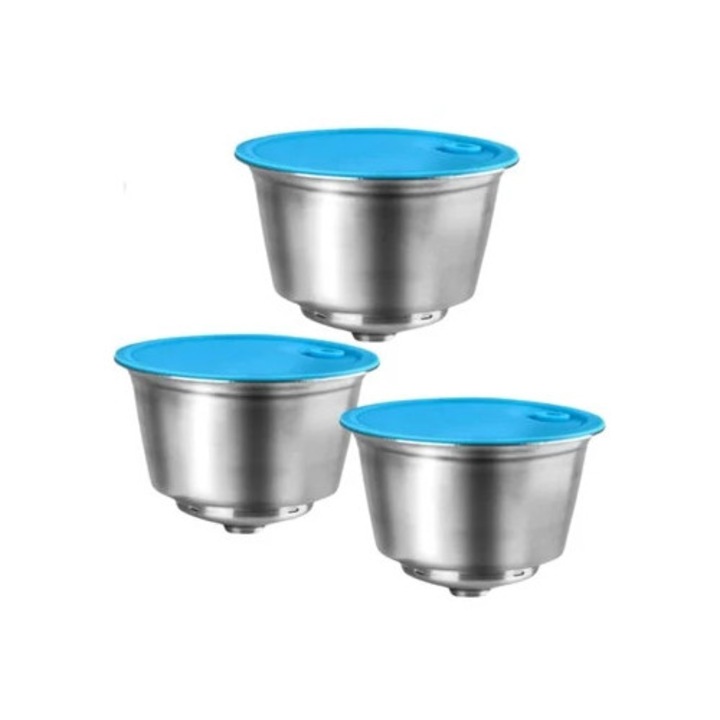 Pachet de 3 capsule reutilizabile din otel inoxidabil pentru Nescafe Dolce Gusto Genio S Plus Touch