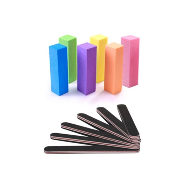 Pile de unghii si tampon, set de instrumente pentru manichiura, instrumente tip bloc rectangular - Stil 1 ZMDECQNA