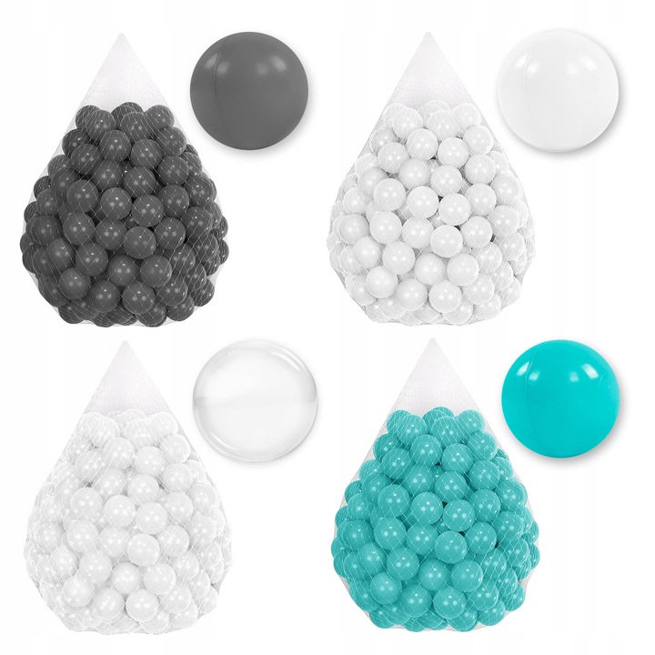 Set 200 de Bile 7CM pentru Joaca si Piscina Uscata pentru Copii, Material plastic LDPE Sigur, 7 cm, Tuppi, Numar set T9, Multicolor