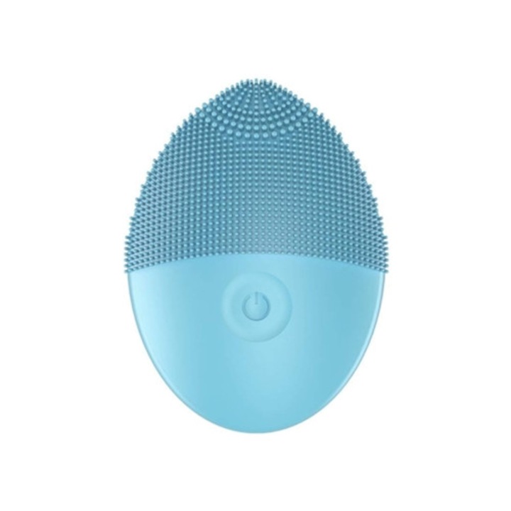 Perie de curatare electrica sonica din silicon, curatator cu ultrasunete, perie de curatare vibranta, indepartare puncte negre, masaj reincarcabil, perie faciala albastra