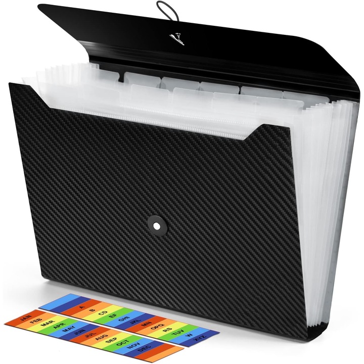 Dosar expandabil, 13 buzunare, organizator documente A4, design minimalist, multicolor, 12.99x9.45x1.77 inches