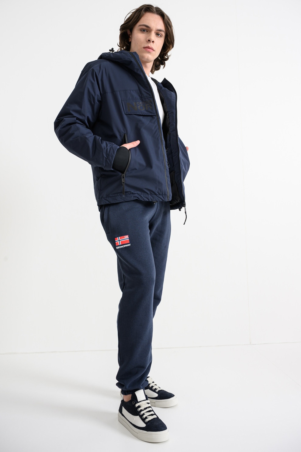 Geographical Norway, Pantaloni de trening din amestec de bumbac Maracana, Rosu, Alb, Bleumarin, 2XL