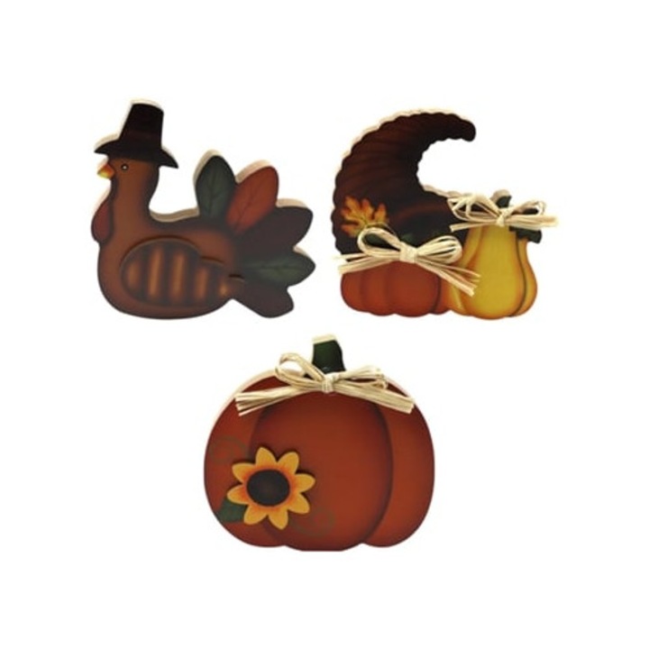 Rusztikus Fa Tök Készlet, Kézzel Festett Őszi Dekoráció Beltérre és Kültérre, Élénk Színek Fokozott Vintage Hatással