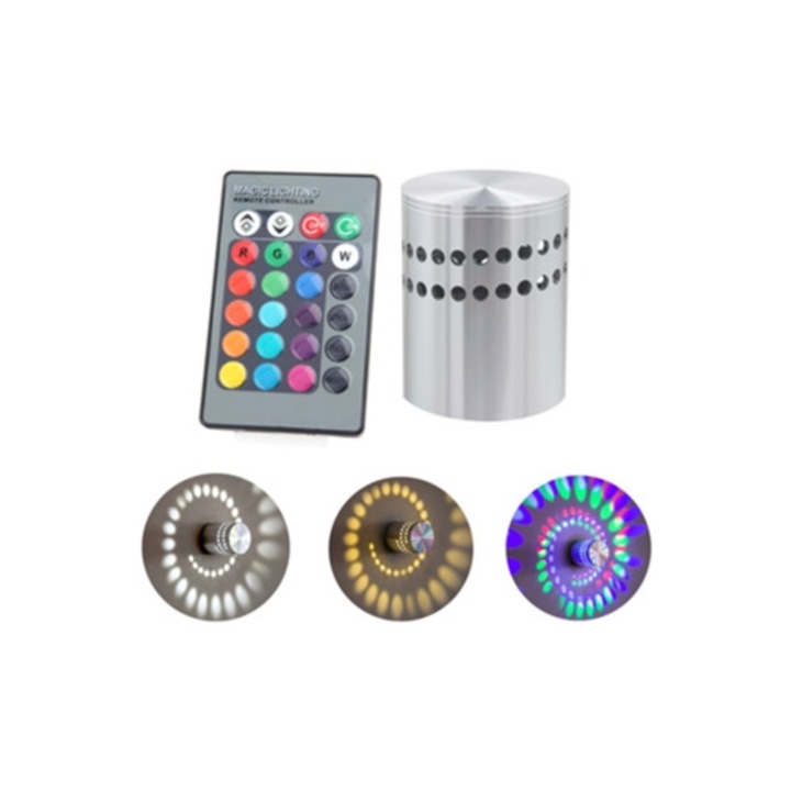 Lampa de perete, LED, RGB, 3 W, cu control