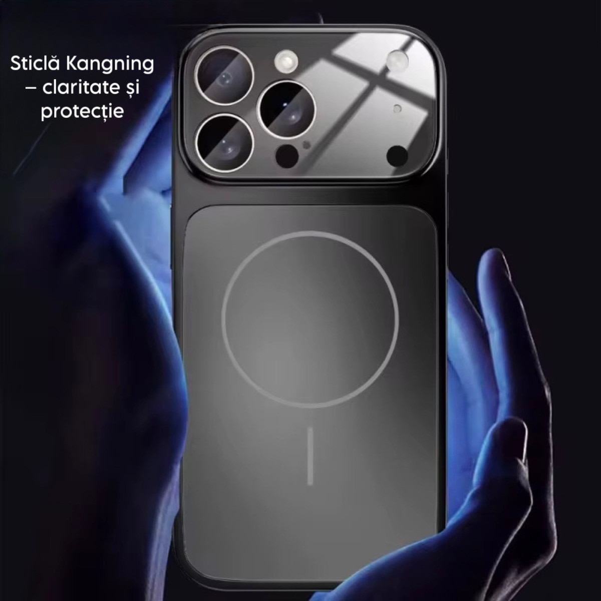 Husa magnetica ultra-subtire pentru iPhone 17 Promax – Sticla mata nano, protectie camera, culoare Negru