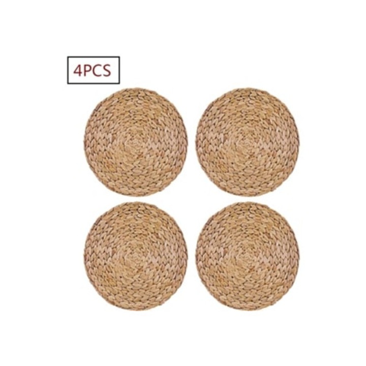 Suport de masa rotund impletit, ecologic, realizat din zambila de apa, protectie naturala pentru vasele dumneavoastra, ideal pentru stilul rustic al casei dumneavoastra.