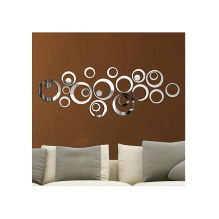 Oglinda circulara din acril, efect de oglinda, removabila, 30x30cm