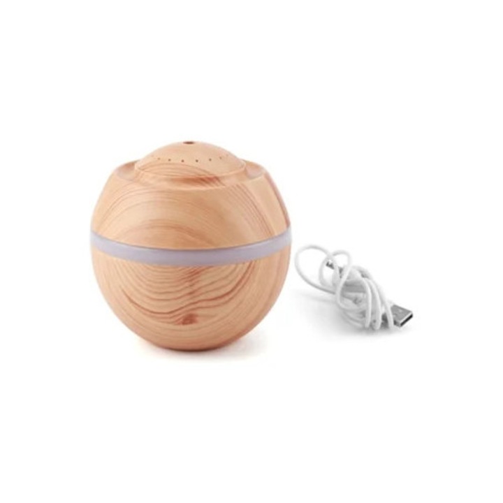 LED ultrahangos párásító 500 ml, hideg köddiffúzor, fa hatás, 7 szín, otthonra és irodába