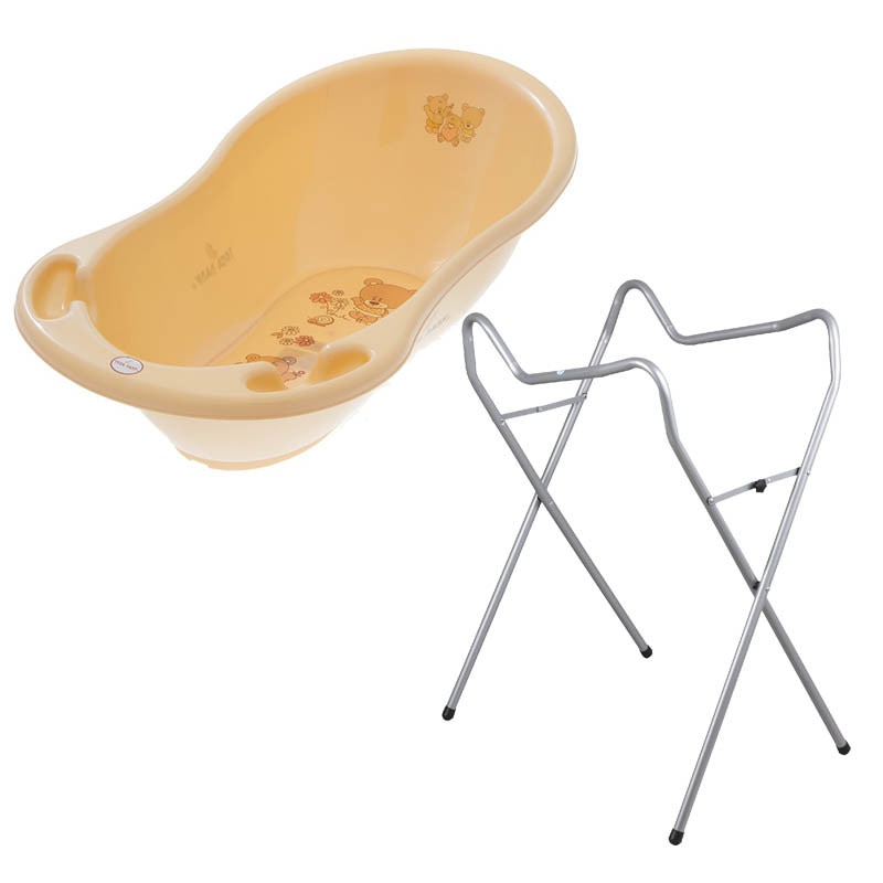 Set cadita 102 cm + Suport universal metalic MS crem