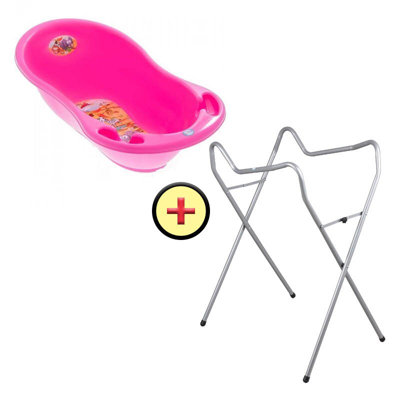 Set cadita 102 cm + Suport universal metalic SF roz