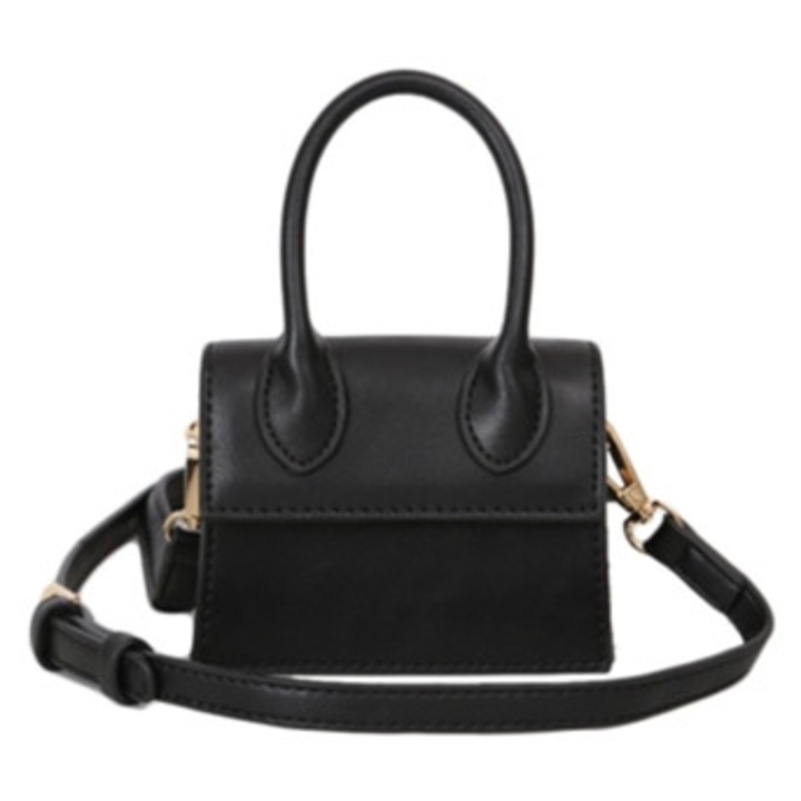 Állítható, gyönyörű, levehető, műbőr női táska, fekete (4,7x4,3x2)