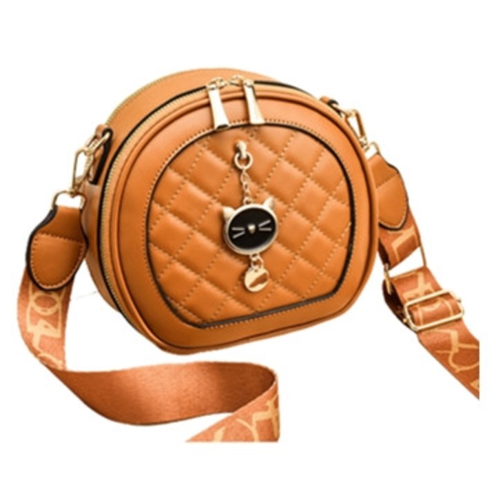 Női bőr válltáska, sárga, S