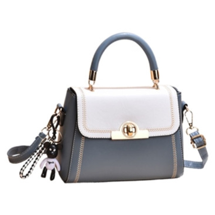 Női monogramos kisméretű crossbody táska, kék (levehető és állítható vállpánt)