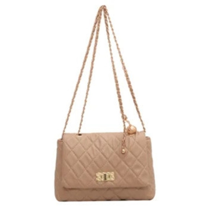 Дамска чанта за рамо, модел Cordao, капитониран материал, класически обков, оранжева, 40x45см