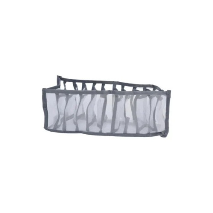 Több rekeszes összecsukható hálós rendszerező fehérneműknek, melltartóknak, zokniknak és bugyiknak (11 rekesz)