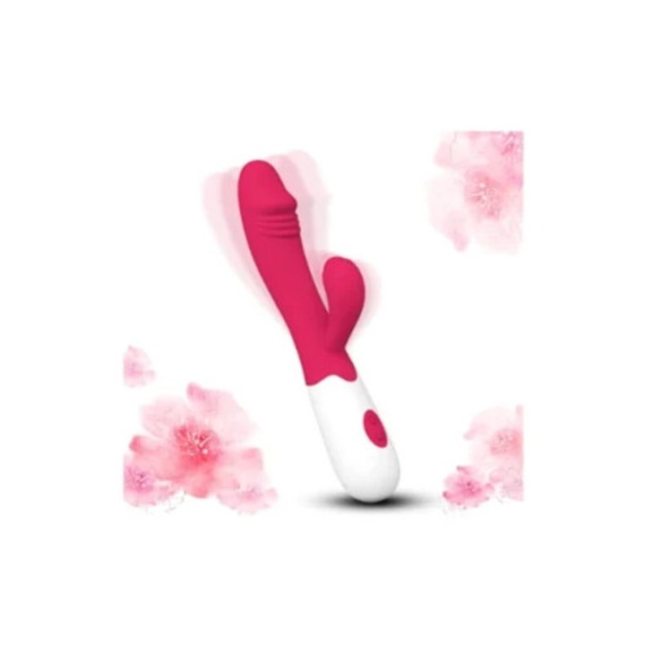 Силиконов вибратор, презареждащ се, розов/бял