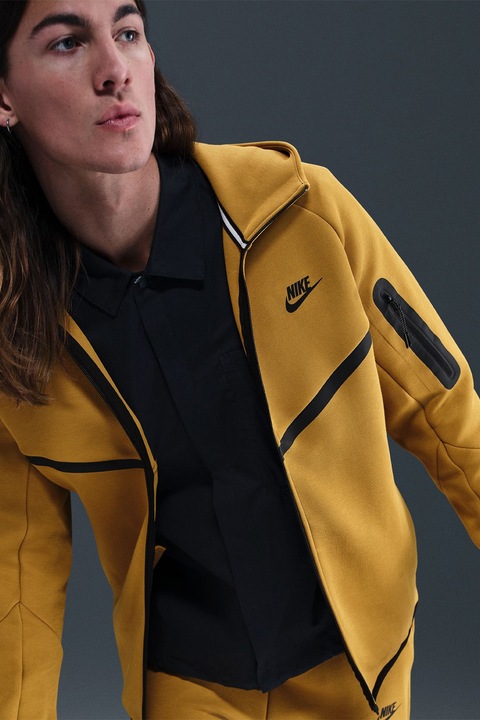 Nike, Худи с цип и лого, охра