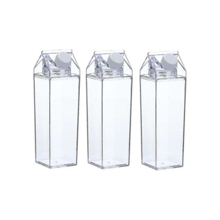 Set 3 átlátszó, légmentesen záródó műanyag palack, Yycl Aquaforge