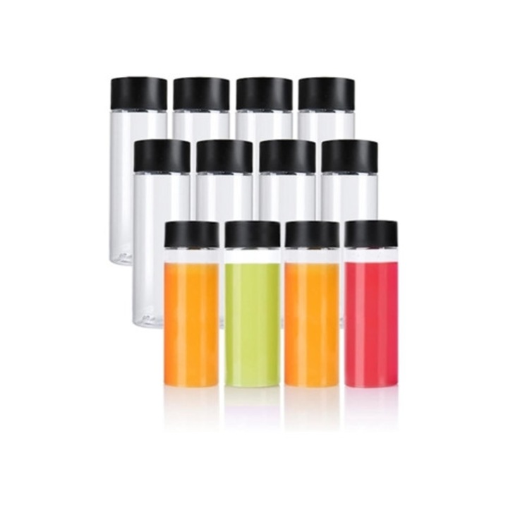 12 db-os műanyag flakonkészlet 10 oz-os fekete kupakkal